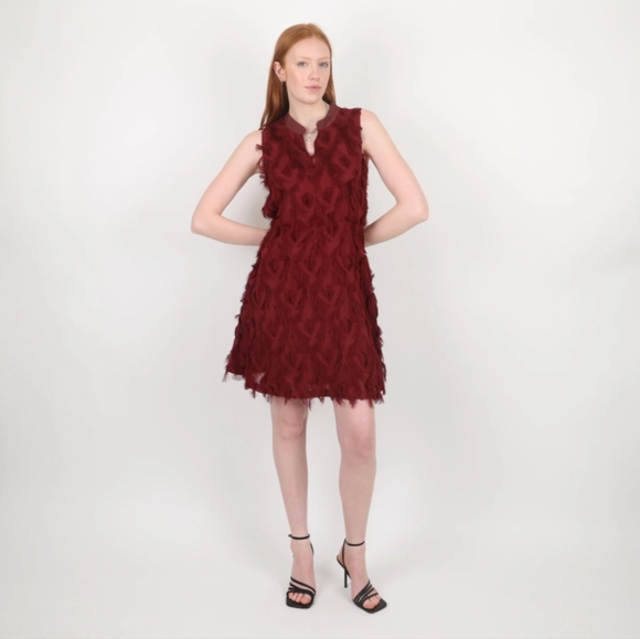 See by Chloe maroon Peacock Fringe Dress 44 - Picture 3 of 10